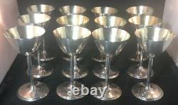 12 International Sterling Silver Martini / Cocktail Glasses 1237B Hammered