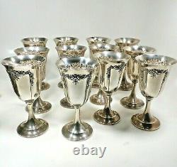 12 Vintage Sterling Water Wine Goblet Prelude Hand Chased International Silver
