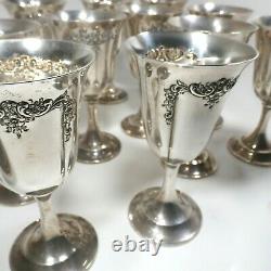 12 Vintage Sterling Water Wine Goblet Prelude Hand Chased International Silver