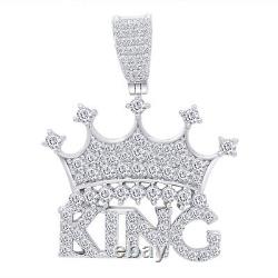 1.25 Cttw DVVS1 Moissanite KING Crown Pendant Real Sterling Silver