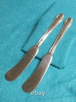 2 International Sterling Silver Butter Knives, Enchantress 5-5/8 Heavy Art Deco