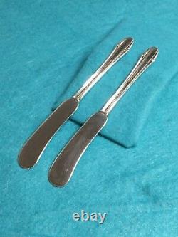 2 International Sterling Silver Butter Knives, Enchantress 5-5/8 Heavy Art Deco