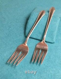 2 International Sterling Silver Salad Forks, Enchantress 6-1/4 Heavy Art Deco