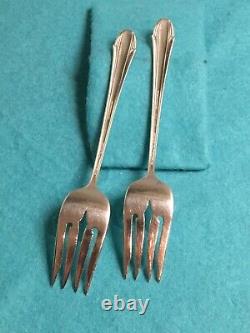 2 International Sterling Silver Salad Forks, Enchantress 6-1/4 Heavy Art Deco