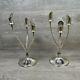 2 Mid-century Modern Sterling Silver 3 Arm Candle Candelabras 830g Weighted 925