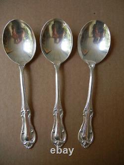 3 International Sterling Silver Joan of Arc 6 Round Cream Soup Spoons No Mono