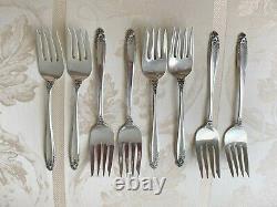 44 pc International Sterling Silver Prelude Set of 8 Forks Spoons Knives Servers