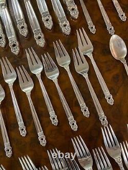 48 Piece International Silver Royal Danish Sterling Flatware Set, service 4 12