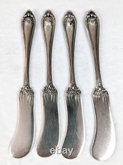 4 International Sterling Silver FLORENCE 1903 Solid Flat Handle Butter Spreaders