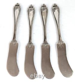 4 International Sterling Silver FLORENCE 1903 Solid Flat Handle Butter Spreaders