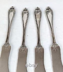 4 International Sterling Silver FLORENCE 1903 Solid Flat Handle Butter Spreaders