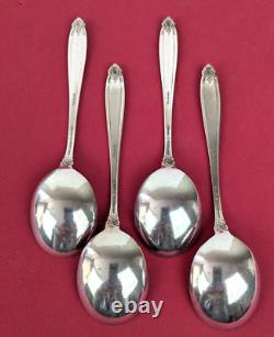 4 PRELUDE Sterling Silver Cream Soup Spoons 6.5 by International Silver No Mono