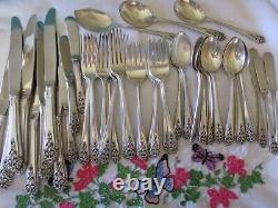 50 Pc International Sterling Silver Flatware Set, 1949 Queens Lace