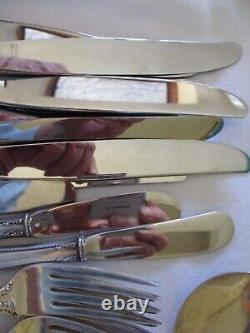 50 Pc International Sterling Silver Flatware Set, 1949 Queens Lace