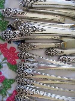 50 Pc International Sterling Silver Flatware Set, 1949 Queens Lace