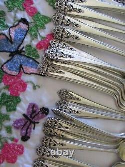 50 Pc International Sterling Silver Flatware Set, 1949 Queens Lace