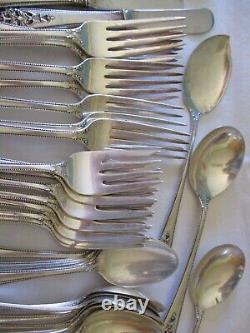 50 Pc International Sterling Silver Flatware Set, 1949 Queens Lace