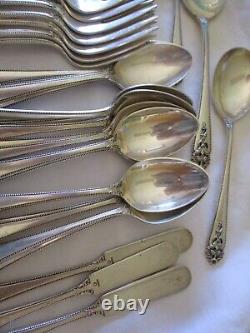 50 Pc International Sterling Silver Flatware Set, 1949 Queens Lace