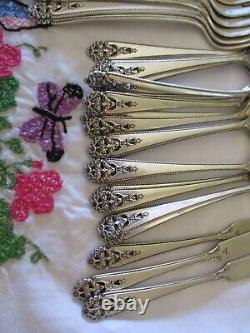 50 Pc International Sterling Silver Flatware Set, 1949 Queens Lace