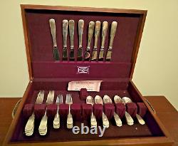 52 pc international sterling 1810 silverware set with box, good condition