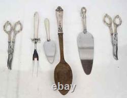 5 Rare Sterling Silver Serving Items, Longest 11 3/4 inches, Great Antique Cond