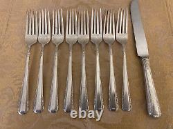 (8) International Sterling COURTSHIP FORKS 7 1/4 No Mono and 1 Knife-#A40