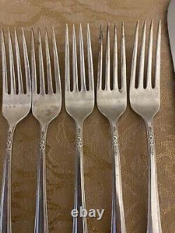 (8) International Sterling COURTSHIP FORKS 7 1/4 No Mono and 1 Knife-#A40