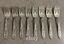 8 Wedgwood Pattern Forks Aprox 6 1/4 by International Sterling Silver- No Mono