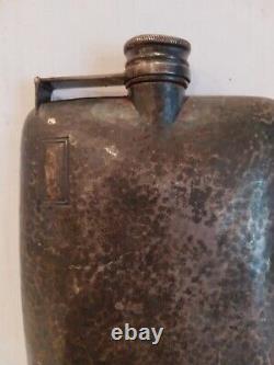 Antique Hammered International Sterling Flask American Silver 1/2 Pint