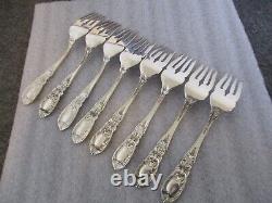 Antique International Silver Richelieu Sterling (8) Salad Forks Set No Monograms