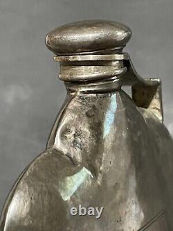 Antique International Sterling silver Hammer Hip Flask Liquor 1/2Pint RARE