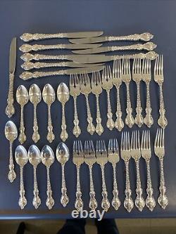Beautiful Antique Sterling Silver Silverware Set 35 Pc Fork Spoon Knife Du Barry