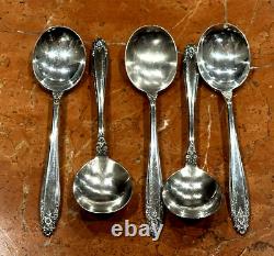 INTERNATIONAL STERLING SILVER PRELUDE 6.5 CREAM SOUP SPOONS LOT SET 5 192g 1939