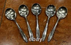 INTERNATIONAL STERLING SILVER PRELUDE 6.5 CREAM SOUP SPOONS LOT SET 5 192g 1939