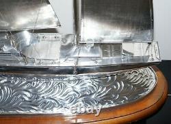 Important Museum Quality Huge Tiffany & Co Solid Sterling Silver Sailing Yacht
