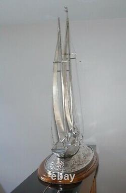 Important Museum Quality Huge Tiffany & Co Solid Sterling Silver Sailing Yacht