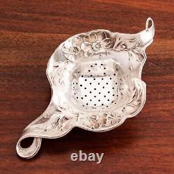 International Art Nouveau Sterling Silver Tea Strainer Floral Sinuous Shape