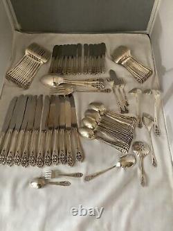 International Queens Lace 85pc Sterling 5pc Service for 12 with13 Servers Nice Set