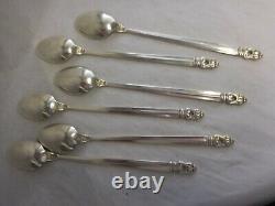 International Royal Danish 1939 Set Six Sterling Silver Iced Tea Spoons