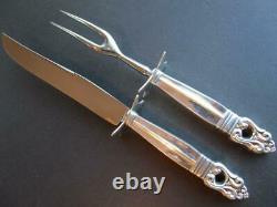 International Royal Danish Sterling Flatware Large Roast Carving Set Fork Knife