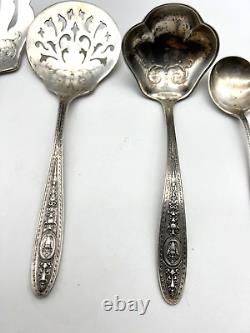 International Silver 7pc Sterling Silver Wedgewood Pattern Serving Pieces