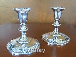 International Silver Sterling Queens Lace Pair Console Candlestick Candleholder