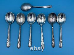 International Sterling Pat. 1929 Orchid 7 Antique Soup Spoons 7.4oz Silver
