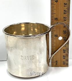 International Sterling Silver Cup Sanitary Sealed Edge 81.7 Grams Monogram DAVID