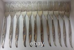 International Sterling Silver Fork Set Rose Ballet Pattern Flatware 0.925, 583gr