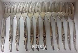 International Sterling Silver Fork Set Rose Ballet Pattern Flatware 0.925, 583gr