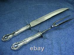 International Sterling Silver Joan of Arc LARGE 13 Roast Carving Knife-Fork Set