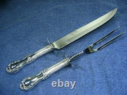 International Sterling Silver Joan of Arc Large Roast Carving Knife & Fork Set