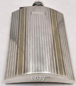 International Sterling Silver Large 14k Gold and Sterling Silver Art Deco Flask