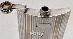 International Sterling Silver Large 14k Gold and Sterling Silver Art Deco Flask